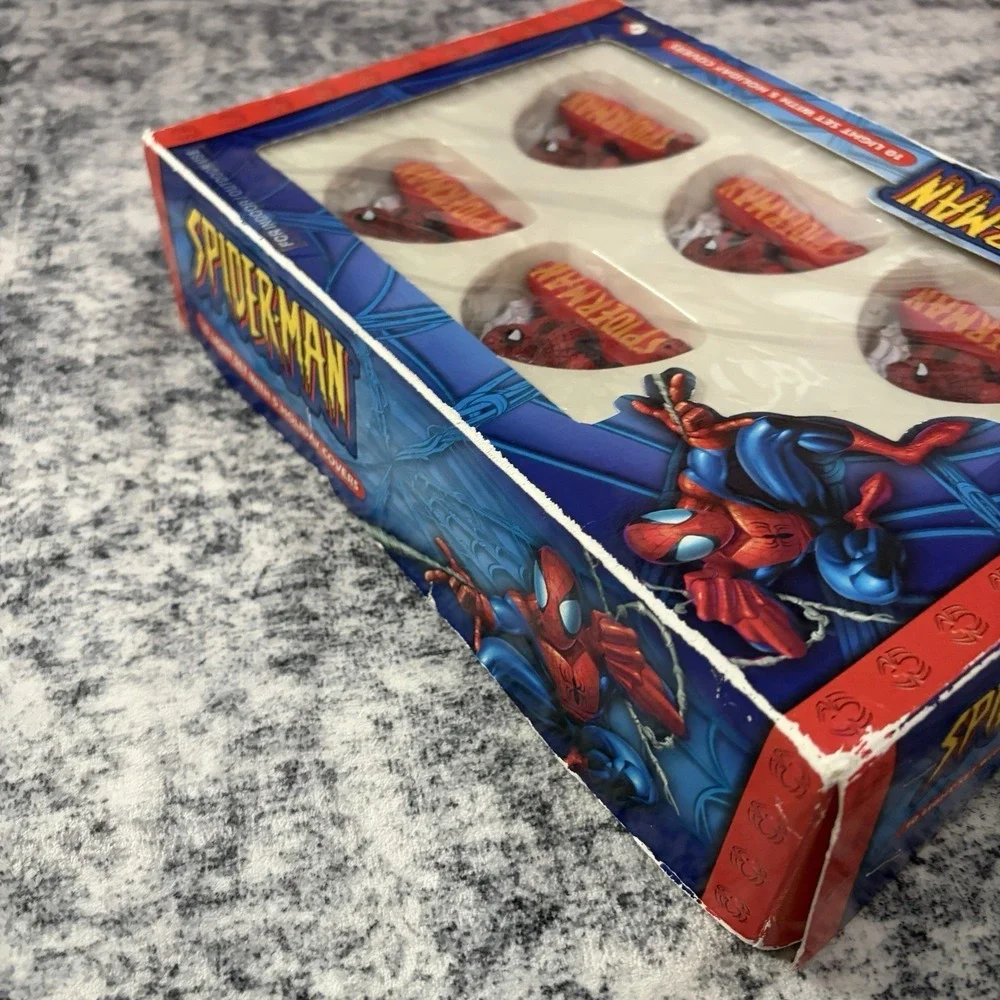 Vintage Marvel Spiderman Kurt Adler 10 Holiday Light Set Christmas 2003 Tested
